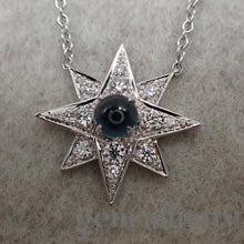 Charger l'image dans la galerie, Adler, collier étoile or gris, saphir et diamants