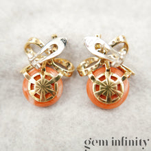 Charger l'image dans la galerie, Boucles d'oreilles or, diamants et corail