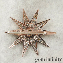 Charger l'image dans la galerie, Broche étoile XIXè s. argent sur or rose sertie de diamants