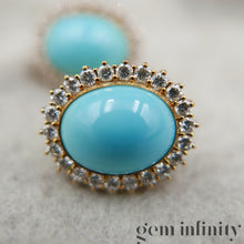 Charger l'image dans la galerie, Paire e clips d'oreilles or, turquoises et diamants