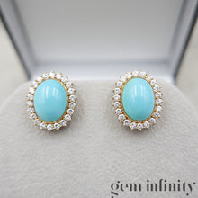 Charger l'image dans la galerie, Paire e clips d'oreilles or, turquoises et diamants