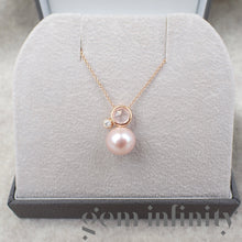 Charger l'image dans la galerie, Mimi, Collier or rose, diamant, quartz rose et perle