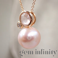 Charger l'image dans la galerie, Mimi, Collier or rose, diamant, quartz rose et perle