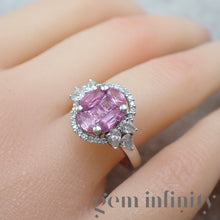 Charger l'image dans la galerie, Bague illusion saphirs roses et diamants