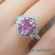 Charger l'image dans la galerie, Bague illusion saphirs roses et diamants