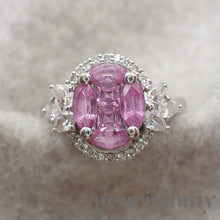 Charger l'image dans la galerie, Bague illusion saphirs roses et diamants