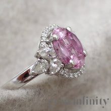 Charger l'image dans la galerie, Bague illusion saphirs roses et diamants