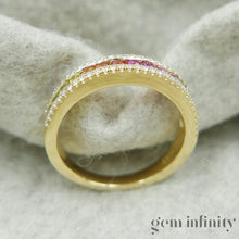 Charger l'image dans la galerie, Bague arc-en-ciel or 750, saphirs de couleurs et diamants