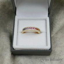 Charger l'image dans la galerie, Bague arc-en-ciel or 750, saphirs de couleurs et diamants