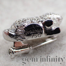 Charger l'image dans la galerie, Broche lapin or gris, diamants et rubis