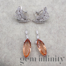 Charger l'image dans la galerie, Pendants d'oreilles or gris, topazes impériale et diamants