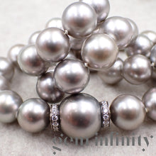 Charger l'image dans la galerie, Collier de perles grises Tahiti, fermoir or gris et diamants