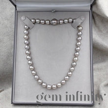 Charger l'image dans la galerie, Collier de perles grises Tahiti, fermoir or gris et diamants