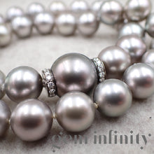 Charger l'image dans la galerie, Collier de perles grises Tahiti, fermoir or gris et diamants