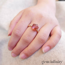 Charger l'image dans la galerie, Bague or rose, diamants et tourmaline rose