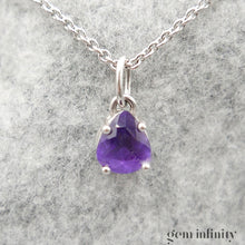 Charger l'image dans la galerie, Pendentif or gris goutte d’améthyste, chaîne