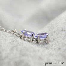 Charger l'image dans la galerie, Pendentif or gris gouttes de tanzanites, chaîne