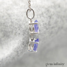 Charger l'image dans la galerie, Pendentif or gris gouttes de tanzanites, chaîne