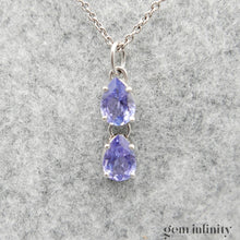 Charger l'image dans la galerie, Pendentif or gris gouttes de tanzanites, chaîne