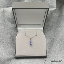 Charger l'image dans la galerie, Pendentif or gris gouttes de tanzanites, chaîne