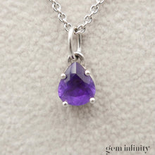 Charger l'image dans la galerie, Pendentif or gris goutte d’améthyste, chaîne