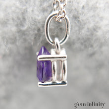 Charger l'image dans la galerie, Pendentif or gris goutte d’améthyste, chaîne