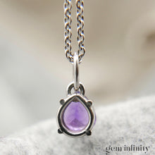 Charger l'image dans la galerie, Pendentif or gris goutte d’améthyste, chaîne