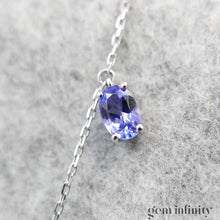Charger l'image dans la galerie, Collier or gris, tanzanites et diamants