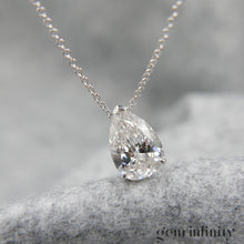 Upload image to gallery, White gold necklace, large pear shape diamond 2.86 ct