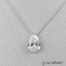 Upload image to gallery, White gold necklace, large pear shape diamond 2.86 ct