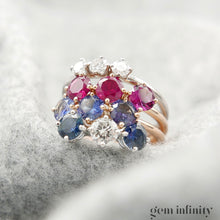Charger l'image dans la galerie, Bague or gris, diamant et saphirs