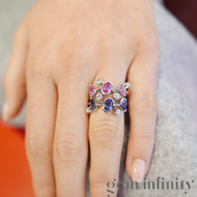 Charger l'image dans la galerie, CARTIER Méli Mélo, bague platine, diamants et saphirs roses