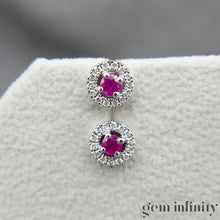 Charger l'image dans la galerie, Boucles d'oreilles or gris rubis et diamants