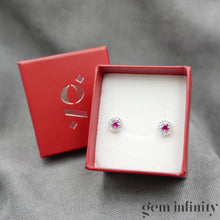 Charger l'image dans la galerie, Boucles d'oreilles or gris rubis et diamants