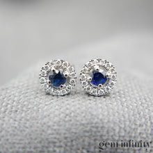 Charger l'image dans la galerie, Boucles d'oreilles or gris saphirs et diamants