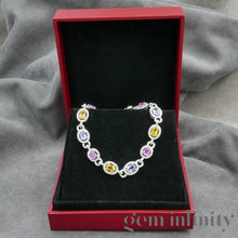 Upload image to gallery, White gold bracelet, colored sapphires and diamonds