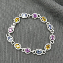 Upload image to gallery, White gold bracelet, colored sapphires and diamonds