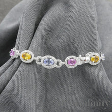 Upload image to gallery, White gold bracelet, colored sapphires and diamonds