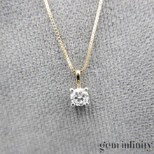 Charger l'image dans la galerie, Collier solitaire diamant or jaune et gris