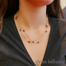 Charger l'image dans la galerie, Collier deux rangs or rose tourmalines et améthystes