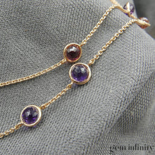 Charger l'image dans la galerie, Collier deux rangs or rose tourmalines et améthystes