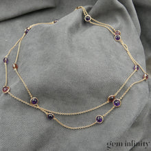 Charger l'image dans la galerie, Collier deux rangs or rose tourmalines et améthystes