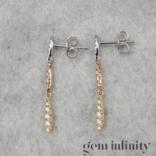 Charger l'image dans la galerie, Pendants d'oreilles or rose, jaune et gris serti de diamants