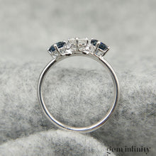 Charger l'image dans la galerie, Bague or gris, diamant et saphirs