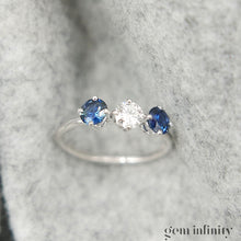 Charger l'image dans la galerie, Bague or gris, diamant et saphirs
