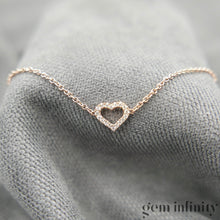 Charger l'image dans la galerie, Bracelet coeur or rose et diamants