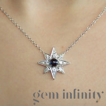 Charger l'image dans la galerie, Adler, collier étoile or gris, saphir et diamants
