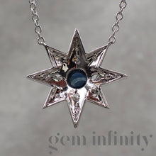 Charger l'image dans la galerie, Adler, collier étoile or gris, saphir et diamants
