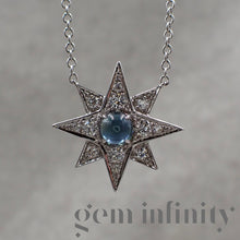 Charger l'image dans la galerie, Adler, collier étoile or gris, saphir et diamants
