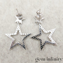 Upload image to gallery, White gold and diamond star ear pendants
